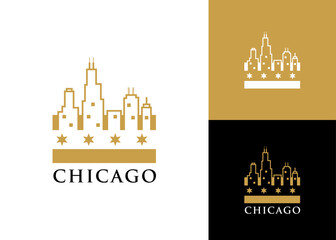 Obraz premium Modern chicago city skyline with star logo design