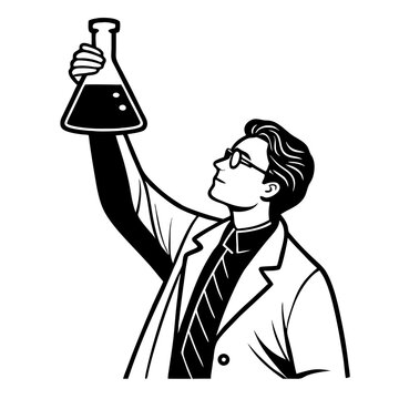 Scientist Holding Beaker with Chemical Liquid in Laboratory Setting Illustrating Science and Research