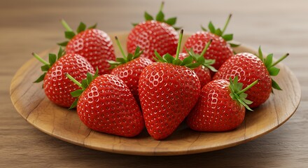 Juicy Strawberries in a Wooden Bowl: A Vibrant Still Life