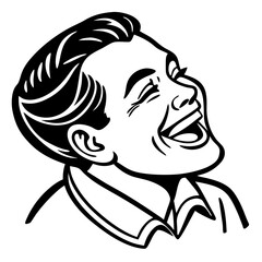 Joyful Vintage Smiling Man with Classic Hairstyle Illustrating Happiness and Positivity