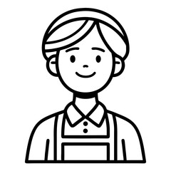 Friendly Smiling Cartoon Character with Apron Perfect for Children's Illustrations and Coloring Books