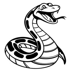 Fototapeta premium Stylized Cartoon Snake Character Design for Tattoos and Coloring Pages