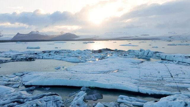 Flying over the landscape of Iceland during daytime