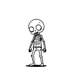 Cute Cartoon Skeleton Character for Halloween Themed Designs and Illustrations