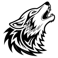Obraz premium Majestic Howling Wolf Geometric Tribal Design Ideal for Tattoos and Graphic Illustrations