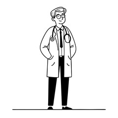 Fototapeta premium Friendly Male Doctor Character in Lab Coat Perfect for Medical Illustrations and Educational Materials