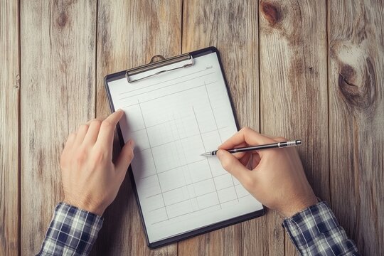 Hands filling out a clipboard