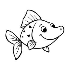 Fototapeta premium Cute Cartoon Goldfish Character for Coloring Books and Creative Projects