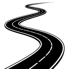 Winding Black Road Vector Illustration for Travel Graphics and Designs