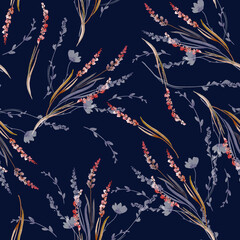 Seamless Watercolor Wildflower Pattern with Soft Botanical Elements