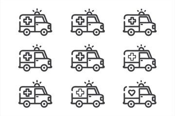 Ambulance icon set