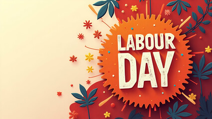 Obraz premium Design a Vibrant Labour Day Celebration Poster: Fuse Dynamic Typography & Premium Photostock Imagery with Strategic Empty Space for Impactful Public Event Promotion