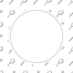 kitchen utensil frame. doodle kitchenware circle frame. kitchen background