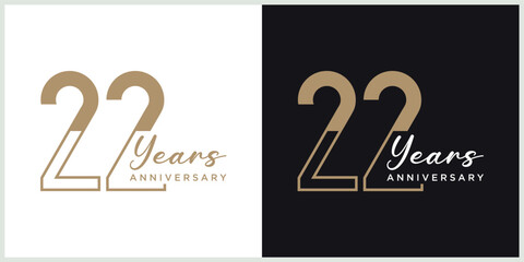 anniversary 22th logotype vector with brown and white color for special celebration day