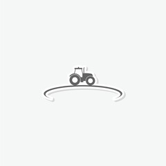 Tractor Logo Design sticker isolated on gray background