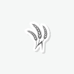 Sticker icon ears of wheat isolated on gray background