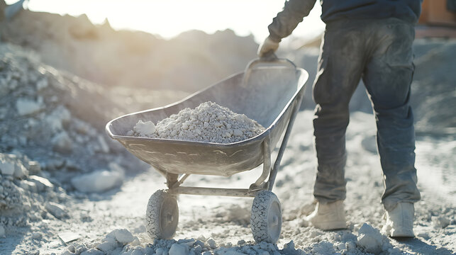 Laborer transporting lithium ore to the processing facility. Featuring transportation tasks
