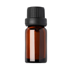 Brown glass bottle for cosmetics and oils on isolated on transparent background