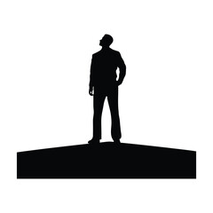 Businessman looks upon the sky silhouette clipart on a white background