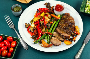 Freshly baked duck breast.