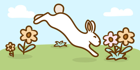 Cartoon Easter Bunny and Eggs for Holiday Design