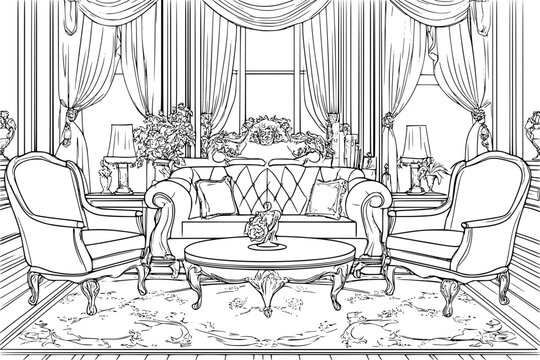 Interior design of Embassy, coloring book Embassy vector image
