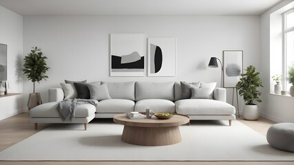 Warm and Modern Living Room with Stylish Sofa Setup