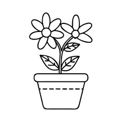 flower pot icon, flower pot line art - simple line art of flower pot, perfect for flower pot logos and icons