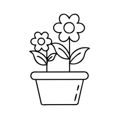 flower pot icon, flower pot line art - simple line art of flower pot, perfect for flower pot logos and icons