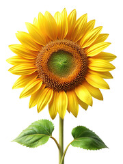 Obraz premium Bright Sunflower on a Trensprent Background png Blooming with Green and Yellow Hues