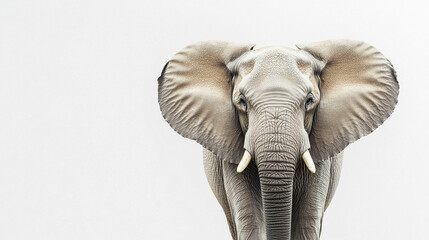 Fototapeta premium Centered elephant with large ears on clear background