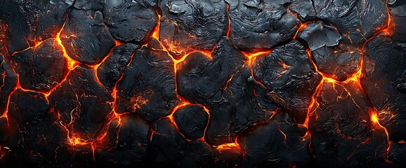 Glowing Lava Rock Texture Volcanic Inferno.
