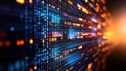 Futuristic server room data stream in motion