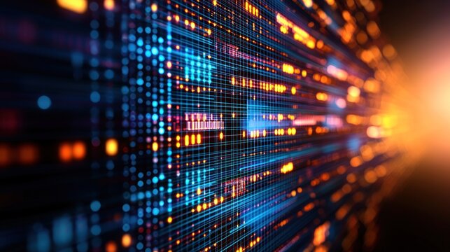 Futuristic server room data stream in motion - Powered by Adobe