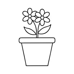 flower pot icon, flower pot line art - simple line art of flower pot, perfect for flower pot logos and icons