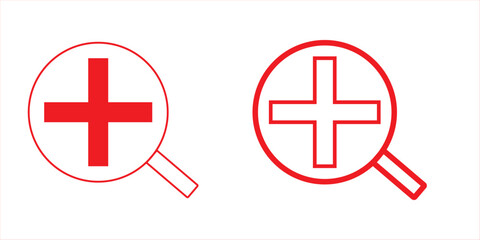 Obraz premium plus minus magnifying glass icon, positive negative, black, green, red, blue, cyan, color vector