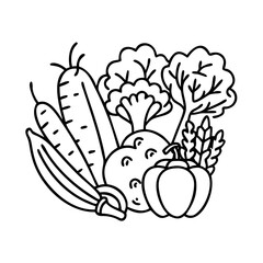 fresh vegetables icon, fresh vegetables line art - simple line art of fresh vegetables, perfect for fresh vegetables logos and icons