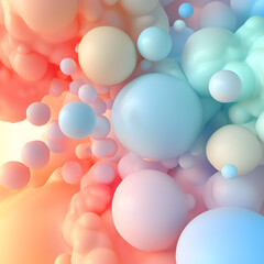 Pastel Bubbles Abstract: A dreamy abstract image featuring pastel-colored bubbles floating and merging in a surreal composition, evoking feelings of lightness and tranquility.
