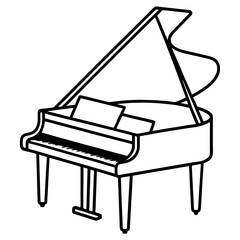 Vector silhouette of a baby grand piano with a sleek, compact design