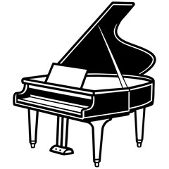 Vector silhouette of a baby grand piano with a sleek, compact design