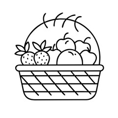 fruit basket icon, fruit basket line art - simple line art of fruit basket, perfect for fruit basket logos and icons