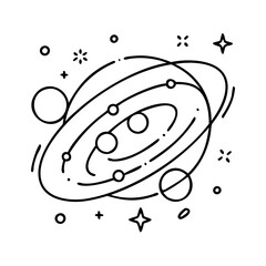 galaxy icon, galaxy line art - simple line art of galaxy, perfect for galaxy logos and icons