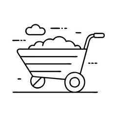 garden cart icon, garden cart line art - simple line art of garden cart, perfect for garden cart logos and icons