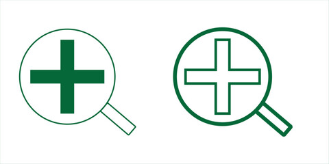 Obraz premium plus minus magnifying glass icon, positive negative, black, green, red, blue, cyan, color vector