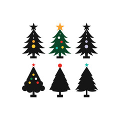A vector silhouette set of Christmas trees