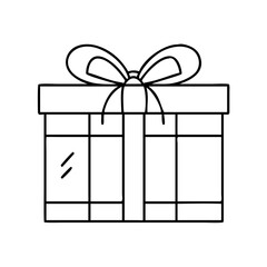 gift box icon, gift box line art - simple line art of gift box, perfect for gift box logos and icons