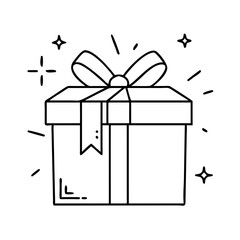 gift box icon, gift box line art - simple line art of gift box, perfect for gift box logos and icons