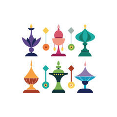 A colorful vector icon set of Christmas lantern