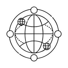 global network icon, global network line art - simple line art of global network, perfect for global network logos and icons