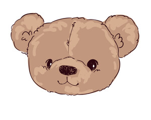teddy bear vector hand drawn illustration cute print design for kids 